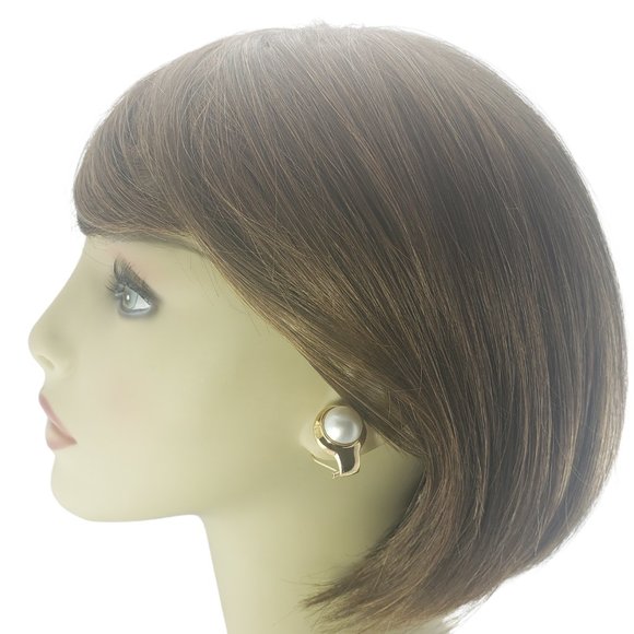 Vintage 14 Karat Yellow Gold and Mabe Pearl Earrings #11748 - Picture 6 of 7